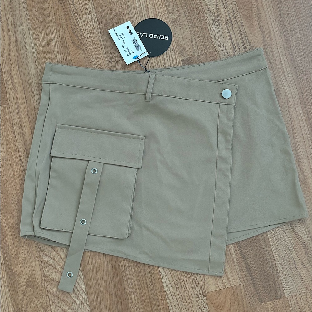 Asymmetrical tan/khaki skirt